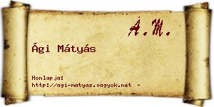 Ági Mátyás névjegykártya